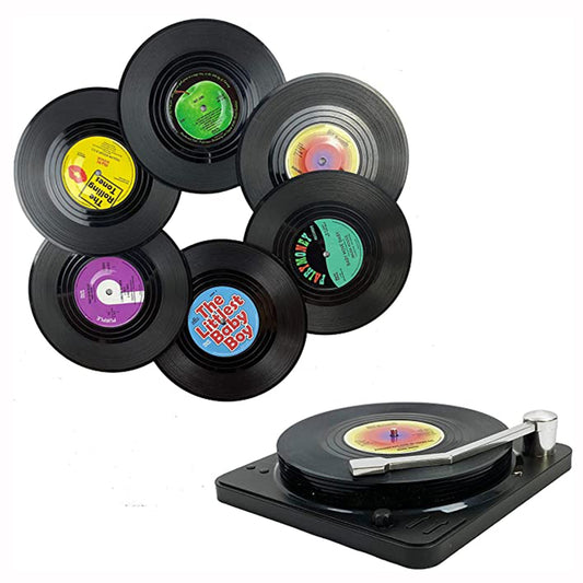 6pcs Vinyl Disk Coasters